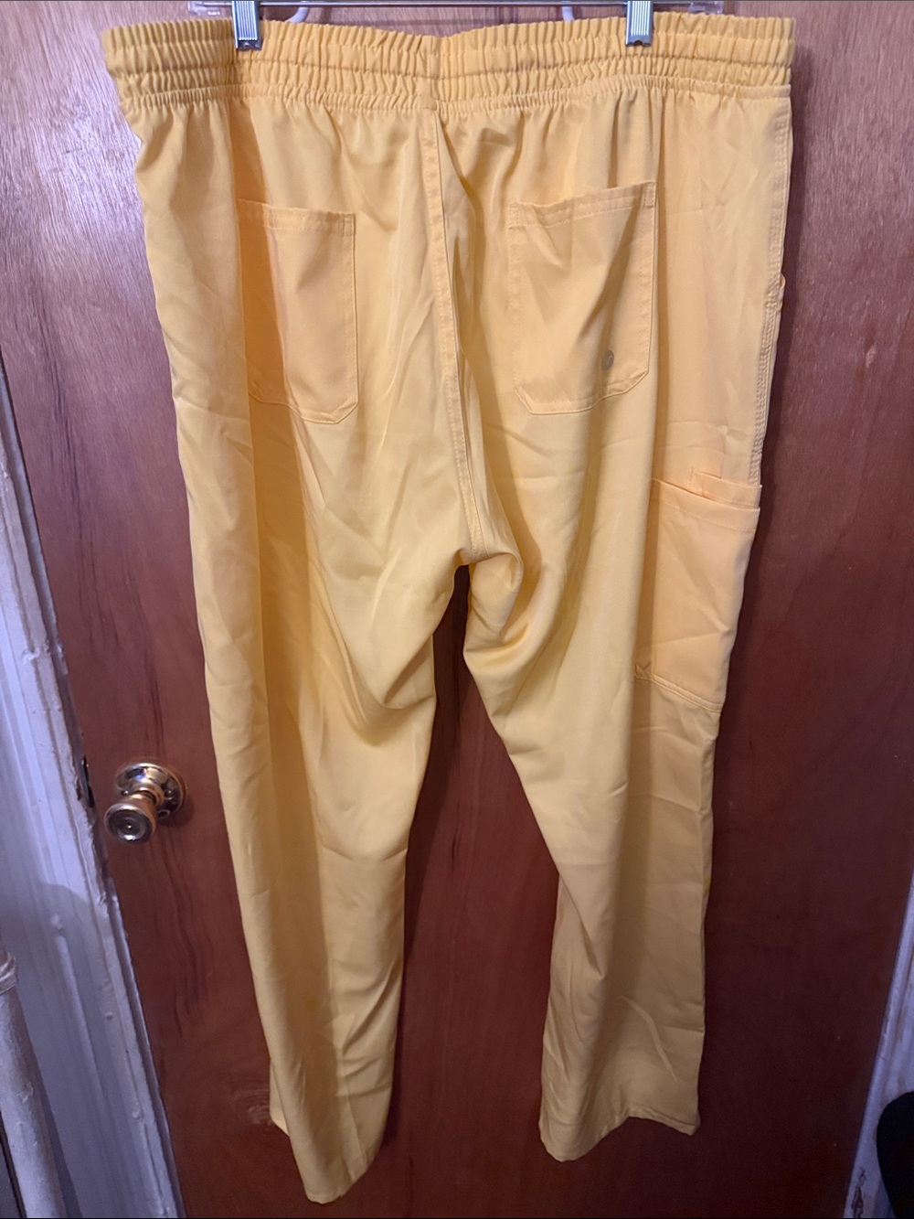 Women's Yellow Elastic-Waist Straight Leg Scrub Pants - Picture 3 of 4